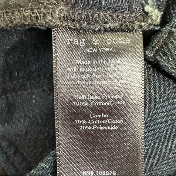 Rag & Bone Women's size 2 Navy Blue Herringbone Wide Straight Leg Ankle Pants - Picture 10 of 11